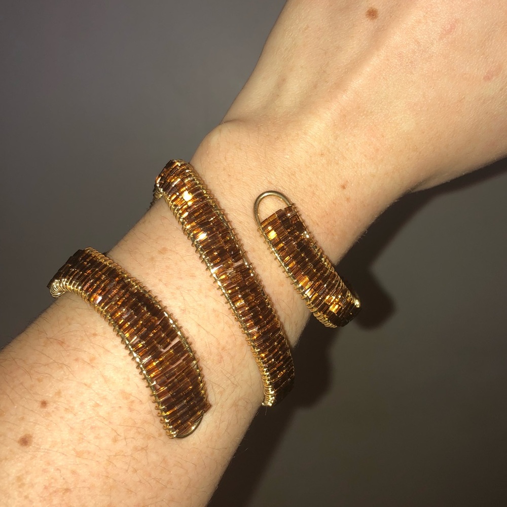 Stunning beaded brown and gold cuff!